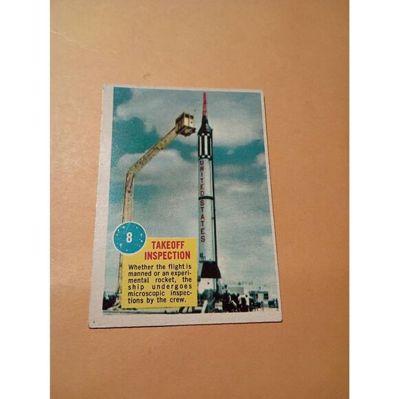 Vintage 1963 Topps NASA Astronaut Trading Card #8 Takeoff Inspection Space - Picture 1 of 2